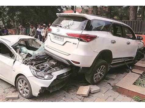 Flying Toyota Fortuner Crashes Into Hyundai Verna Honda City