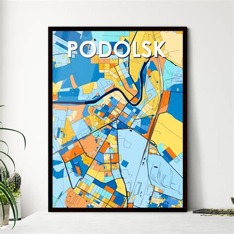 podolsk russia vibrant map poster hebstreit