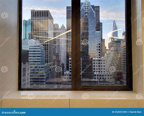 Zoom Background, a View of City Skyline through Office Window Stock ...