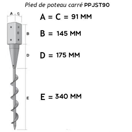 Pied poteau carré a enfoncer vissable 91x91 SIMPSON Manubricole