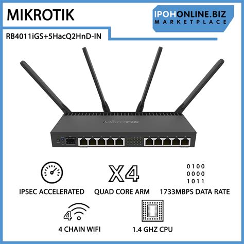 MIKROTIK RB4011iGS 5HacQ2HnD IN 10G Gigabit WiFi AC POE SFP IPSec VPN