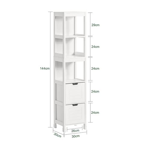 Sobuy® Tall Bathroom Storage Cabinet With 3 Shelves And 2 Drawers Frg126 Wuk Ebay