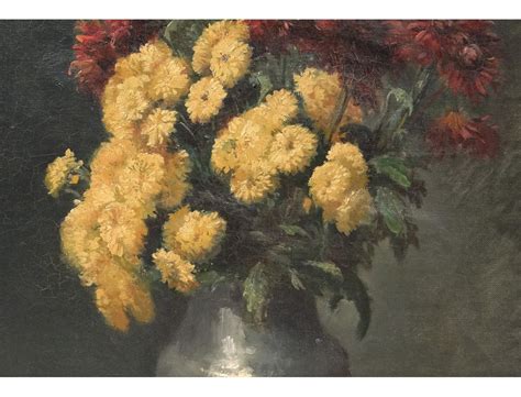 Hst Tableau Bouquet Fleurs Chrysanth Mes Nature Morte Muller Xix Me Si Cle