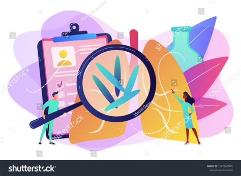 Doctot Magnifier Looking Bacteria Lungs Tuberculosis Stock Vector