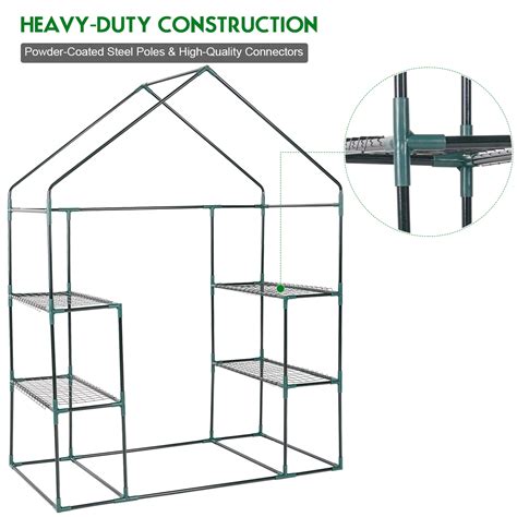 Costway Portable Mini Walk In Outdoor 3 Tier 6 Shelves Greenhouse