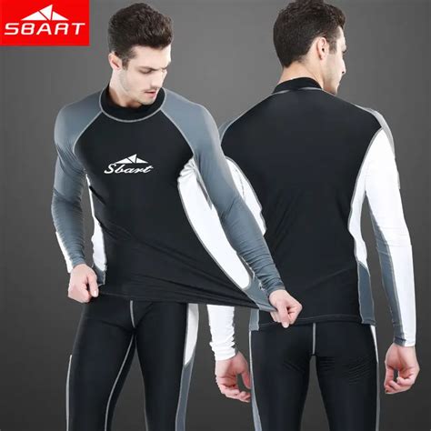 Sbart Long Sleeve Rashguard For Men Lycra Surf Top Swimsuit Rash Guard