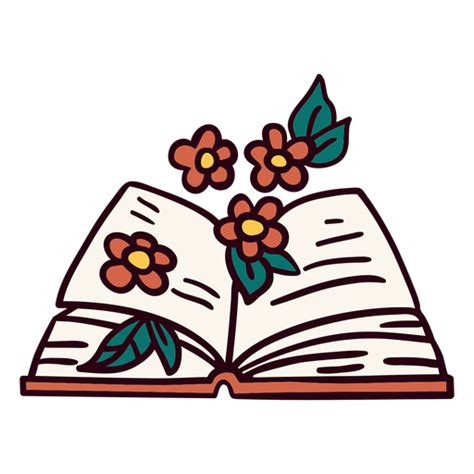 Diseño Png Y Svg De Libro Con Flores Ilustración Para Camisetas