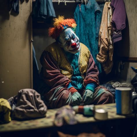 Midjourney Prompt Colorful Clown Sitting In His Dressing Prompthero