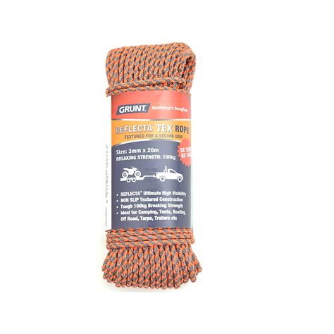 Grunt 3mm X 20m Orange Reflective Rope Bunnings New Zealand