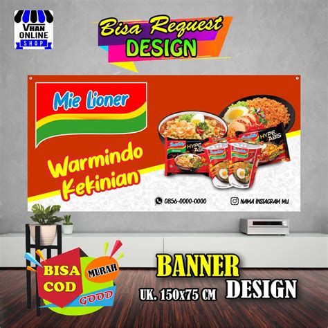 Jual Spanduk Banner Warmindo Warung Makan Indomie Mie Lioner Keren