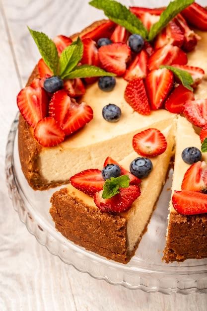 Delicioso Pastel De Queso Con Fresas Frescas Para El Postre Postre De