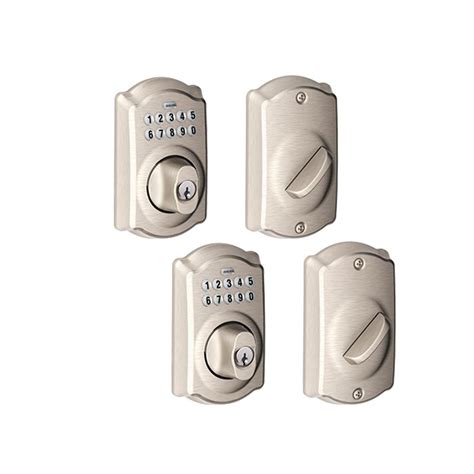 Schlage Camelot Satin Nickel Keypad Electronic Deadbolt (2-Pack)-BE365 CAM 619 2P - The Home Depot