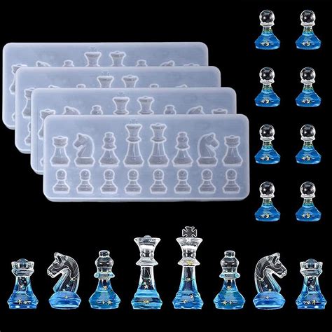 Amazon De Finegood Er Pack Harzgie Formen Silikon Schach Resin Mold