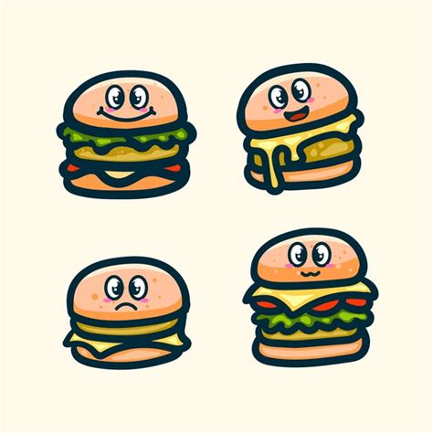 Premium Vector | Cute food drawing burger