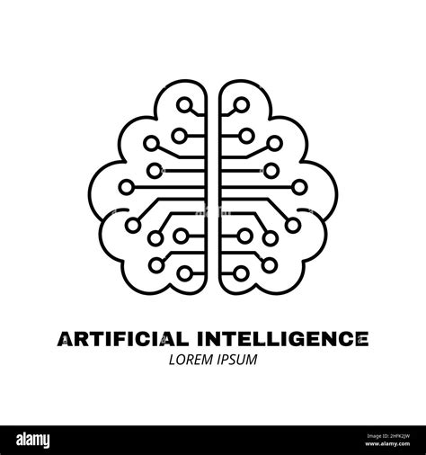 Artificial Intelligence And Machine Learning Line Icon Stock Vector