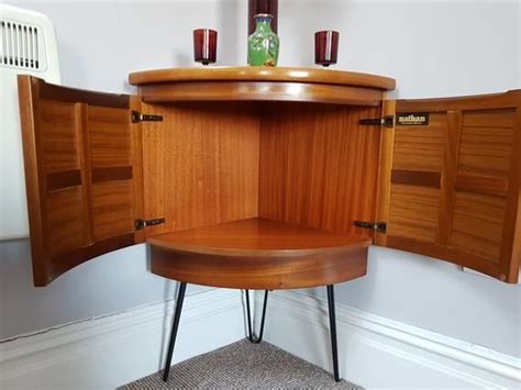 Vintage Nathan Furniture Teak Bow Front Corner Unit Drinks Cabinet