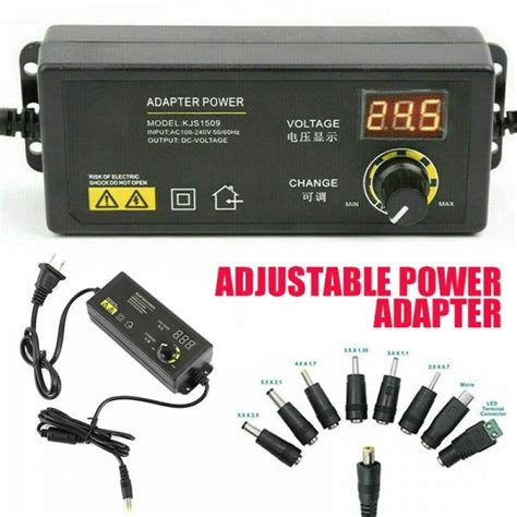 Adjustable Power Supply Voltage 3 to 24V AC/DC Switch Power Adapter LED ...