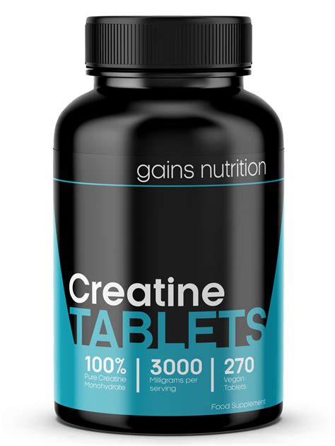 Creatine Monohydrate Tablets 3000mg Per Serving 270 Vegan Tablets 90 Days Supply