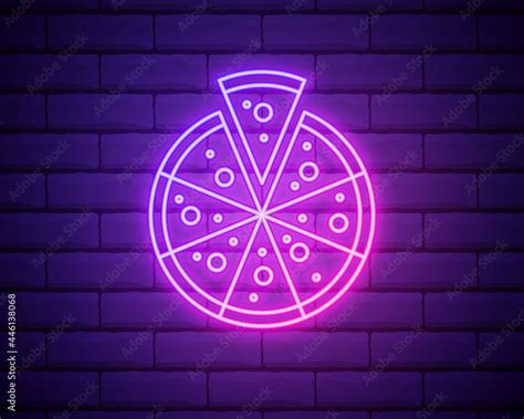 Pizza Neon Sign Vector Pizza Neon Sign On Brick Wall Background