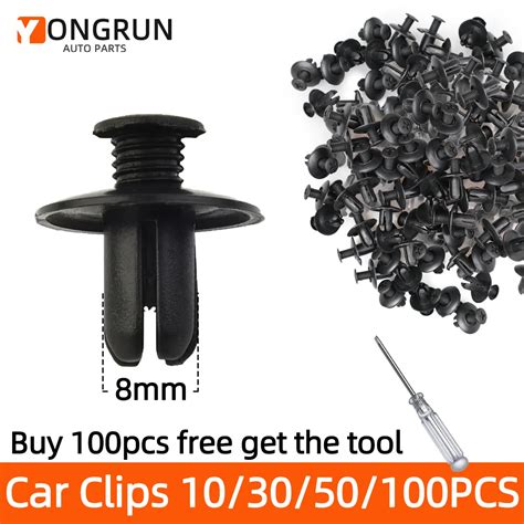 10 30 50 100pcs 8mm Clips Plastic Rivets Fasteners Screw Car Bumper Fender Black Rivet Car