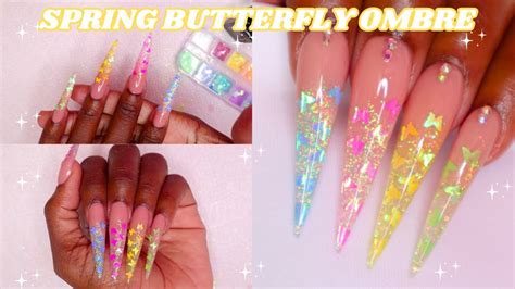 Colorful Spring Glitter Ombre Polygel Nails Nail Tutorial Youtube