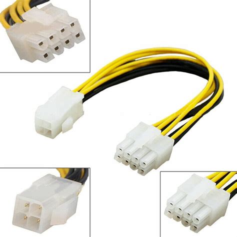 Paruht Atx 4 Pin Male To 8 Pin Female Eps Power Cable Adapter Cpu Power Connector Cpu Power