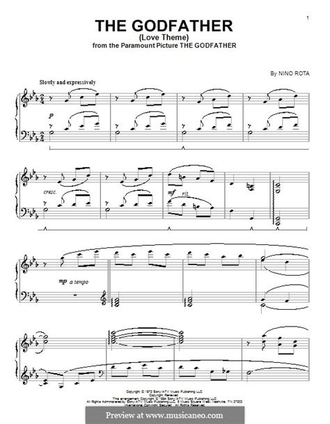 The Godfather Love Theme By N Rota Sheet Music On Musicaneo