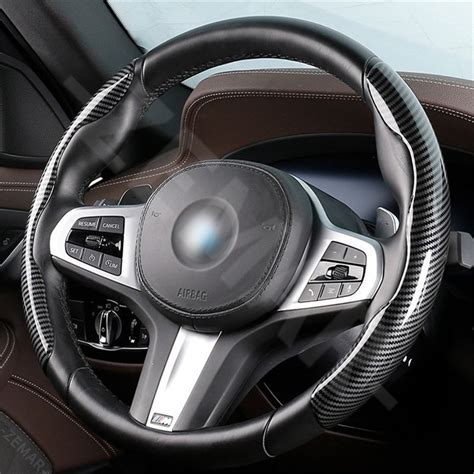 Mitsubishi Carbon Fiber Style Steering Wheel Cover Anti Slip Car