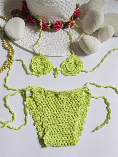 Bikini All Uncinetto Bambina Bikini Verde Per Bambina Etsy Italia Hot