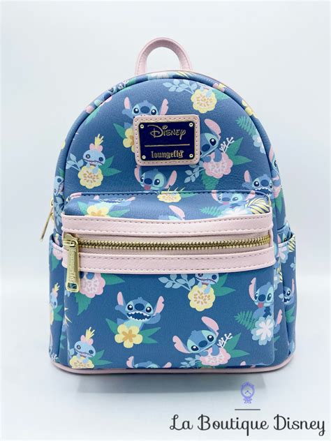 Sac Dos Loungefly Stitch Souillon Disney Bleu Rose Fleurs