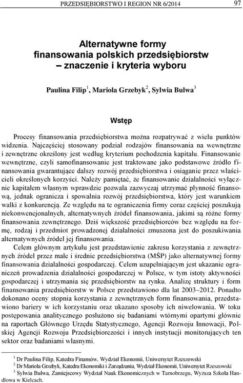 Alternatywne formy finansowania polskich przedsiębiorstw znaczenie i