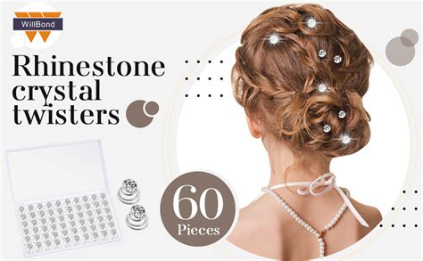 60 Pieces Rhinestone Crystal Twisters Set Spiral Hair Pin