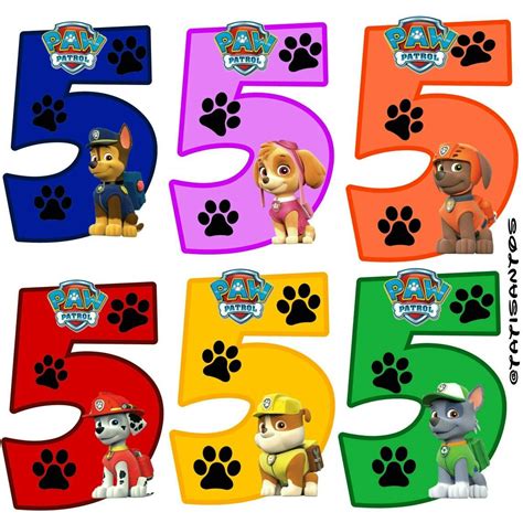 Números Personalizados Patrulha Canina 5 9A8 Paw Patrol Birthday