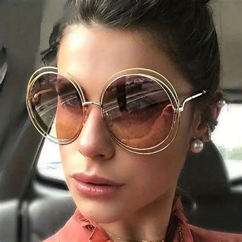 Oversized Round Hollow Sunglasses Women Men Y2k Brand Temu