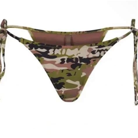 Skims Swim Skims Low Rise Tie Bikini Bottom Camo Logo S Nwt Poshmark
