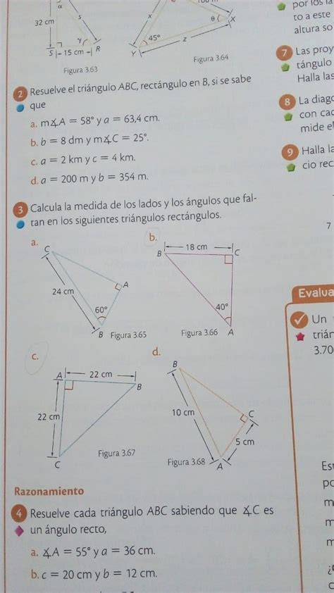 Calcula La Medida De Los Lados Y Los Angulos Que Faltan En Los