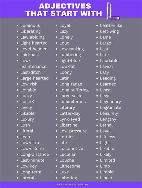 Adjectives That Start With L Capitalize My Title