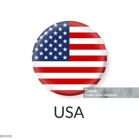 Ikon 3d Bendera As Lencana Atau Tombol Lingkaran As Simbol Amerika Bulat Ilustrasi Vektor