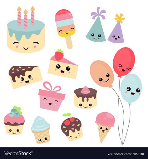 Happy Birthday Icons Set Royalty Free Vector Image