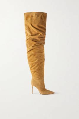 Amina Muaddi Jahleel Suede Over The Knee Boots Brown Shop And