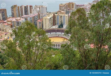 Malaga City With Bullfight Arena Stock Photo Image Of Edge Nopeople