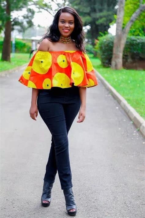 Off Shoulder Ankara Tops Designs To Pair With Jeans Or Skirts Ke