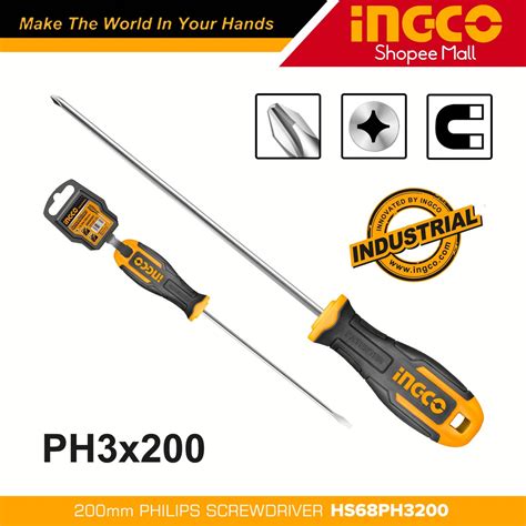 Ingco HS68PH3200 Industrial Magnetic Phillips Screwdriver PH3 X 200mm