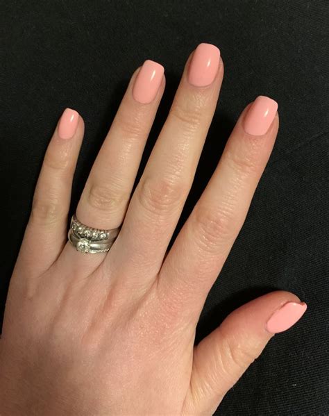 Peach Pink Short Gel Nails Peach Colored Nails Coral Pink Nails