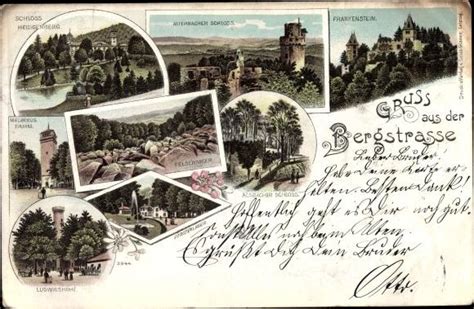 Litho Bensheim An Der Bergstra E Hessen Frankenstein Auerbacher