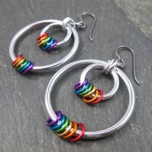 Rainbow Hoop Earrings Philly Pride Jewelry Lightweight Aluminum