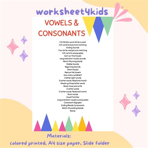 71 Pages Vowels And Consonants Workbook Kindergarten 2 Pages Per Sheet Shopee Philippines