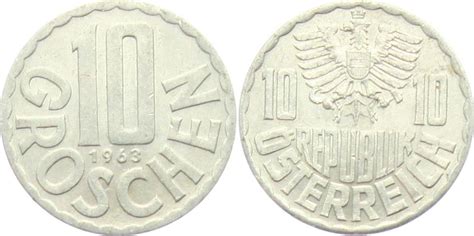 Österreich 10 Groschen 1963 VF MA Shops