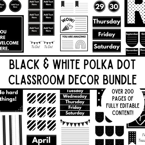 Black And White Polka Dot Classroom Decor Bundle