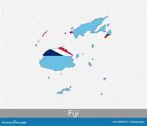 Fiji Map Flag Map Of Fiji With The Fijian National Flag Isolated On